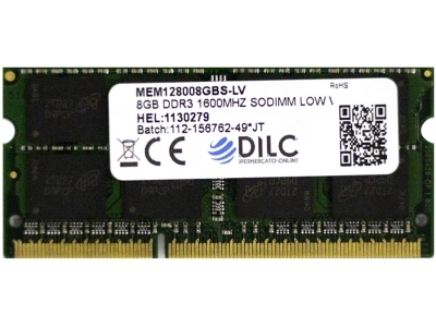 SODIMM DILC 8GB DDR3 PC3-12800 1600MHz 204PIN 1.35v DILC128008GBS-LV