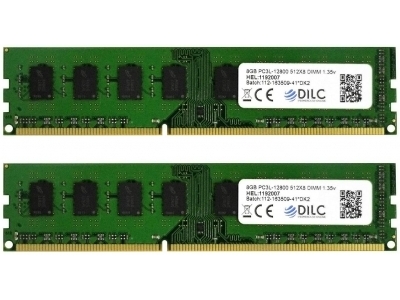 DILC Ram Dimm DDR3 16GB (2x8GB) 1600Mhz PC3-12800 (240 Pin) 1.35v (Low Voltage) DILC128002X8GBD-LV