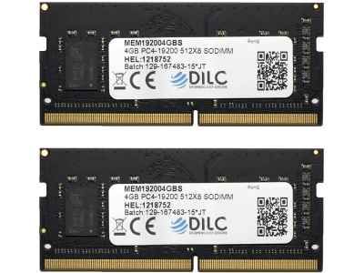 DILC Ram Sodimm DDR4 8GB (2x4GB) 2400Mhz PC4-19200 (260 Pin) Single Rank 512x8 DILC192002X4GBS