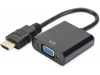 ADATTATORE DIGITUS HDMI to VGA HDMI A plug to VGA 3,5mm audio jack black DA-70461