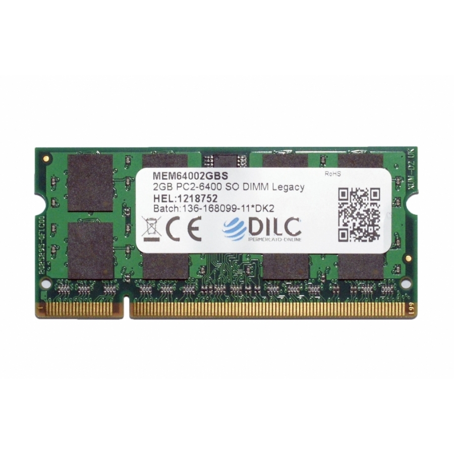SODIMM DILC RAM DDR2 2GB DDR2 PC2-6400 800MHz 200PIN CL6 DILC64002GBS