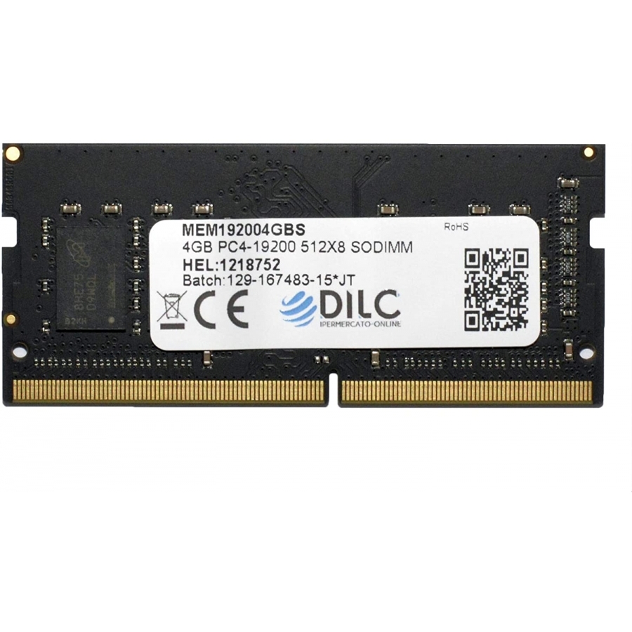 Memoria Ram - DILC SODIIMM 4GB DDR4 PC4-19200 2400MHz Single Rank 512x8 CL17 