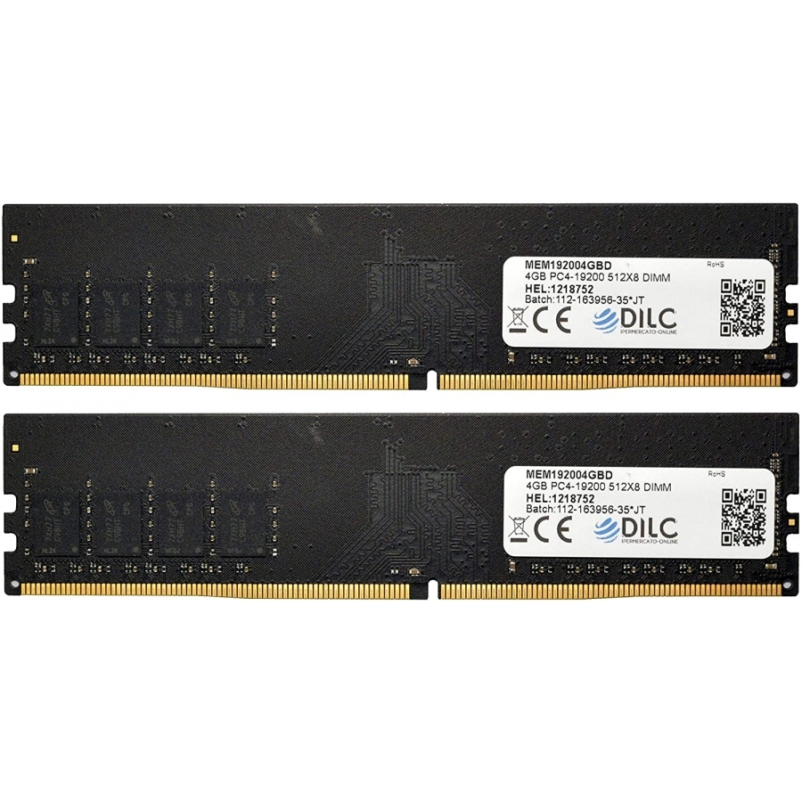 DILC Ram Dimm DDR4 8GB (2x4GB) 2400Mhz PC4-19200 (288 Pin) Single Rank 512x8 DILC192002X4GBD