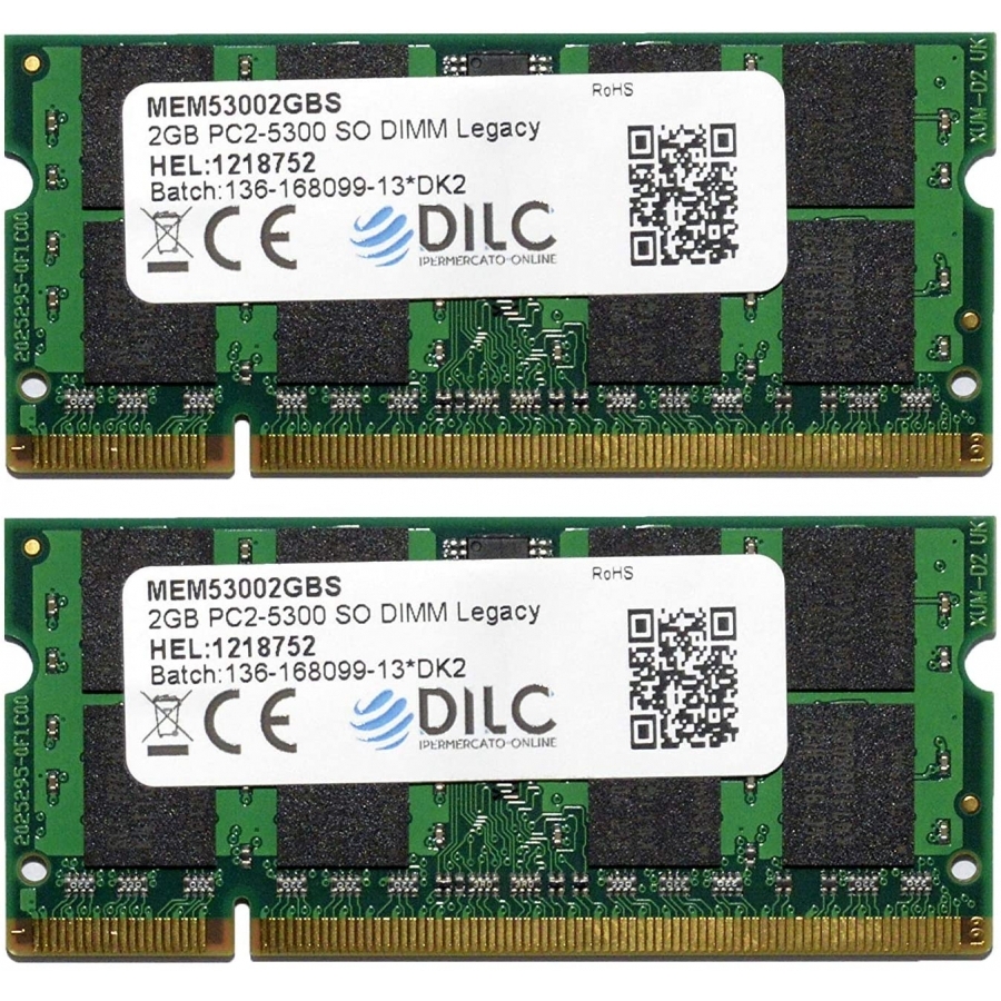 DILC Ram Sodimm DDR2 4GB (2x2GB) 667Mhz PC2-5300 (200 Pin) DILC53002X2GBS