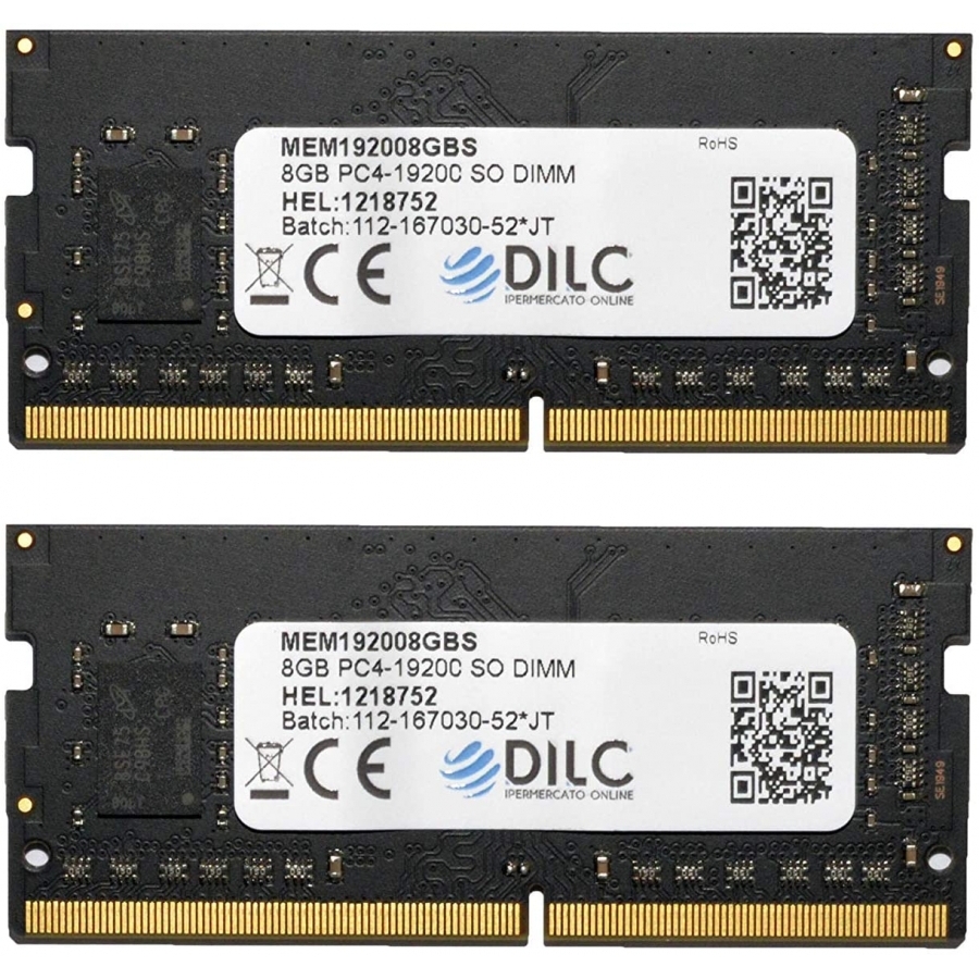 DILC Ram Sodimm DDR4 16GB (2x8GB) 2400Mhz PC4-19200 (260 Pin) Single Rank 512x8 DILC192002X8GBS-SR