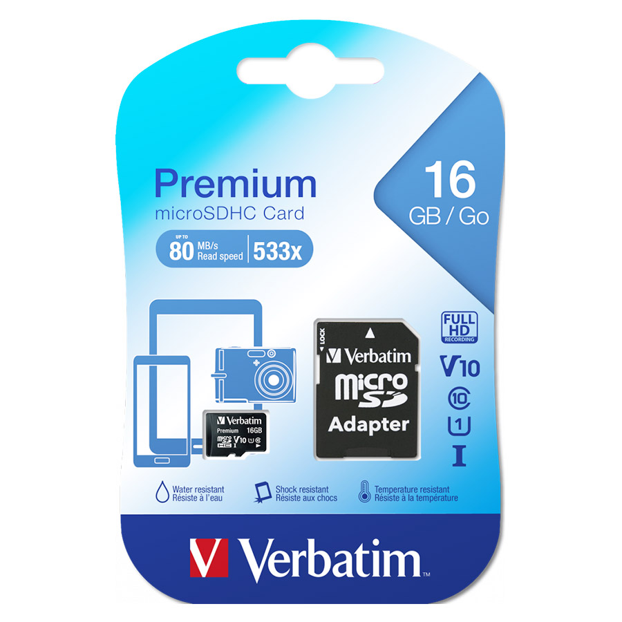 Memory Card VERBATIM - Micro SD SDHC 16GB Classe 10