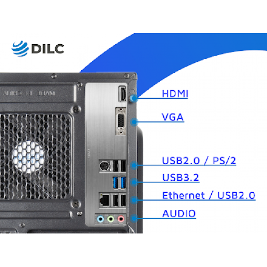 DILC, Pc Fisso DILC Business 5, Intel Core i5-11400, Pc Fisso Windows 11 PRO, 4.40 GHz, RAM 8 GB, SSD 480 GB, WiFi 300 mbps, Alimentatore 500W 80+, Pc Ufficio e Uso Domestico