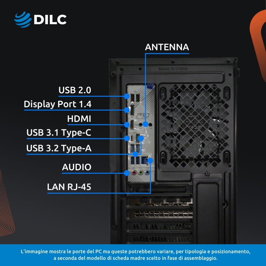 Pc Gaming DILC, Jupiter I Pro - Intel i7 12700F frequenza max 4.90Ghz / RTX 3070 8Gb OC / SSD 1Tb M.2 NVME / RAM 32Gb DDR4 / Win11 / Garanzia 3 anni